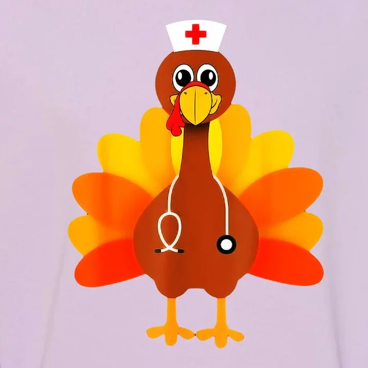 Cute Nurse Thanksgiving Turkey Garment-Dyed Sweatshirt