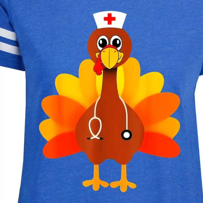 Cute Nurse Thanksgiving Turkey Enza Ladies Jersey Football T-Shirt