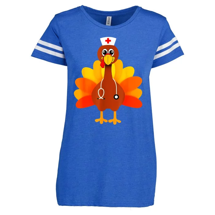 Cute Nurse Thanksgiving Turkey Enza Ladies Jersey Football T-Shirt