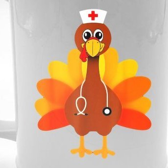 Cute Nurse Thanksgiving Turkey Beer Stein