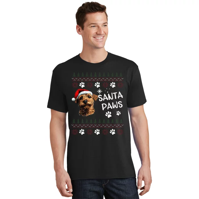 Cute Norfolk Terrier Dog Ugly Christmas Santa Paws T-Shirt