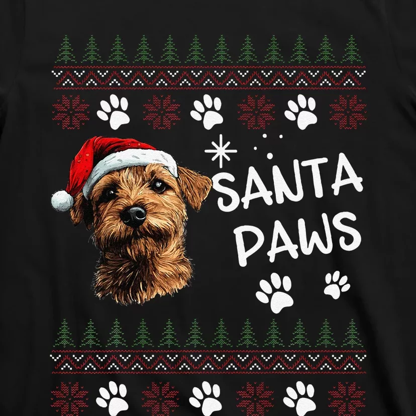 Cute Norfolk Terrier Dog Ugly Christmas Santa Paws T-Shirt