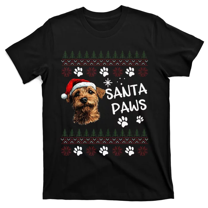 Cute Norfolk Terrier Dog Ugly Christmas Santa Paws T-Shirt