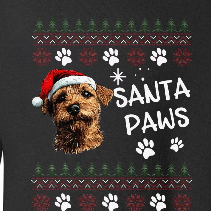 Cute Norfolk Terrier Dog Ugly Christmas Santa Paws Toddler Sweatshirt