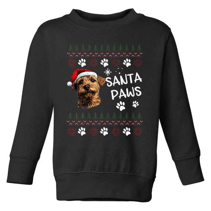 Cute Norfolk Terrier Dog Ugly Christmas Santa Paws Toddler Sweatshirt