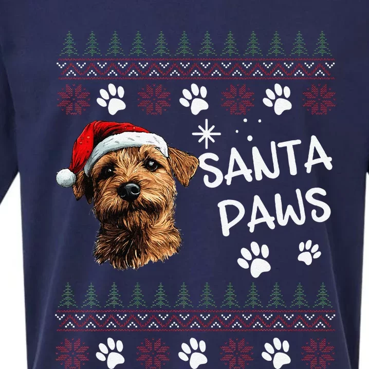 Cute Norfolk Terrier Dog Ugly Christmas Santa Paws Sueded Cloud Jersey T-Shirt