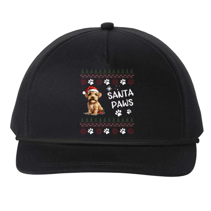 Cute Norfolk Terrier Dog Ugly Christmas Santa Paws Snapback Five-Panel Rope Hat