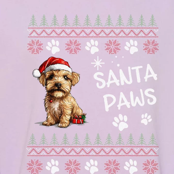 Cute Norfolk Terrier Dog Ugly Christmas Santa Paws Garment-Dyed Sweatshirt