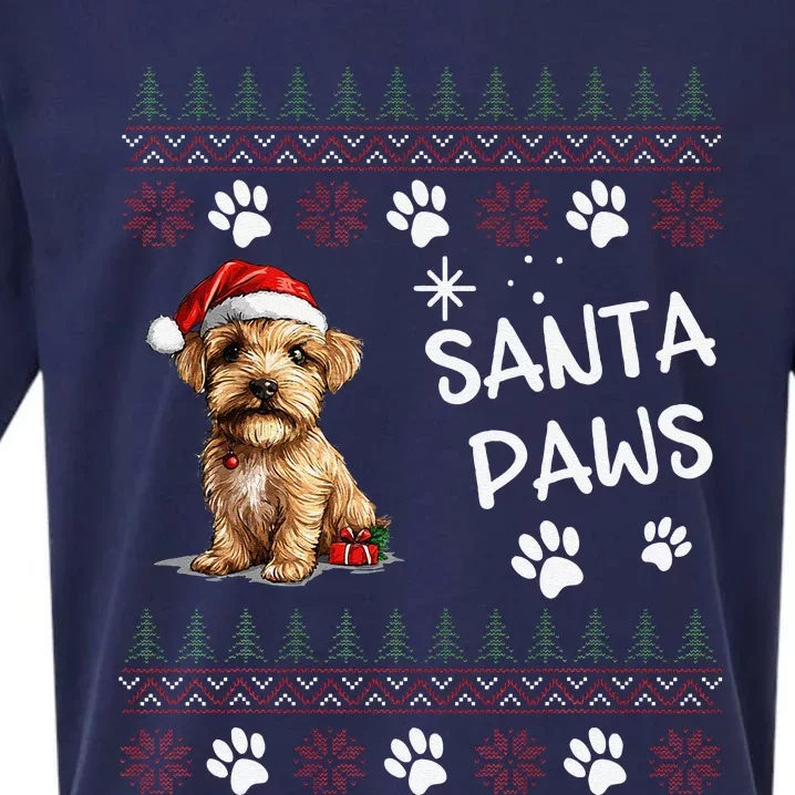 Cute Norfolk Terrier Dog Ugly Christmas Santa Paws Sueded Cloud Jersey T-Shirt