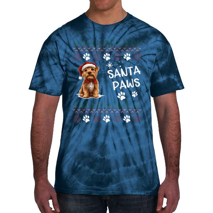 Cute Norfolk Terrier Dog Ugly Christmas Santa Paws Tie-Dye T-Shirt