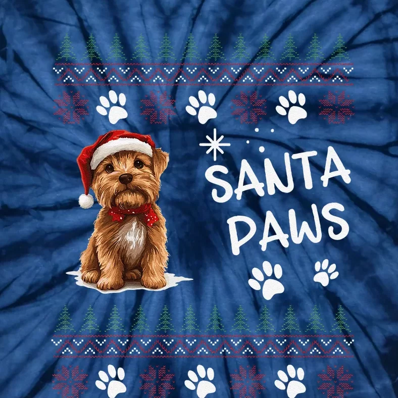 Cute Norfolk Terrier Dog Ugly Christmas Santa Paws Tie-Dye T-Shirt