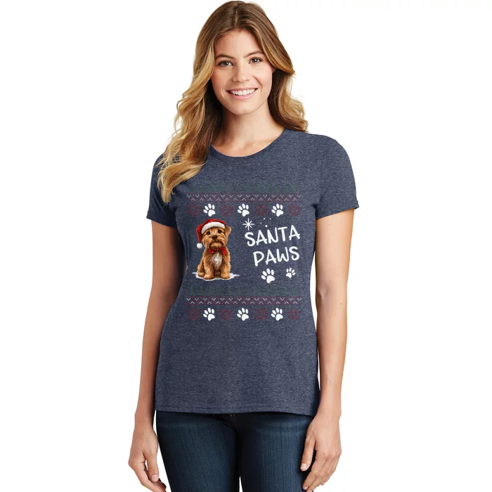 Cute Norfolk Terrier Dog Ugly Christmas Santa Paws Women's T-Shirt