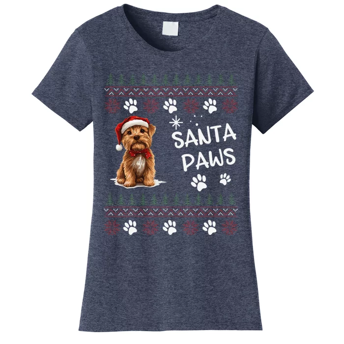 Cute Norfolk Terrier Dog Ugly Christmas Santa Paws Women's T-Shirt