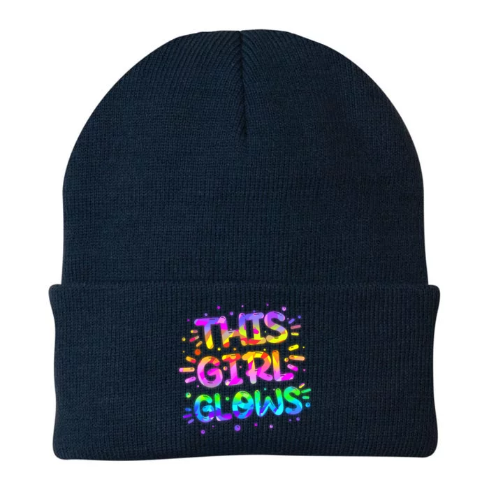 Cute Neon This Girl Glows Knit Cap Winter Beanie