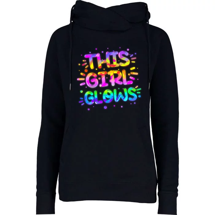 Cute Neon This Girl Glows Womens Funnel Neck Pullover Hood