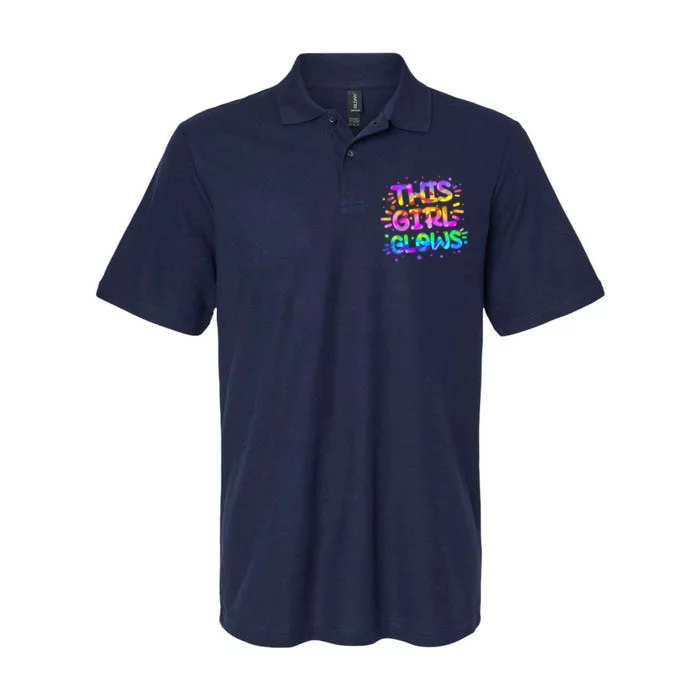 Cute Neon This Girl Glows Softstyle Adult Sport Polo