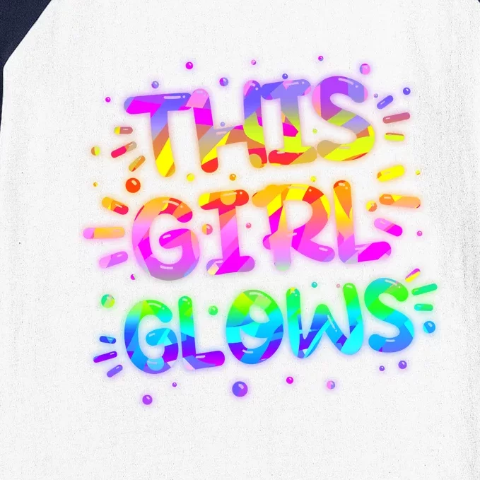 Cute Neon This Girl Glows Baseball Sleeve Shirt