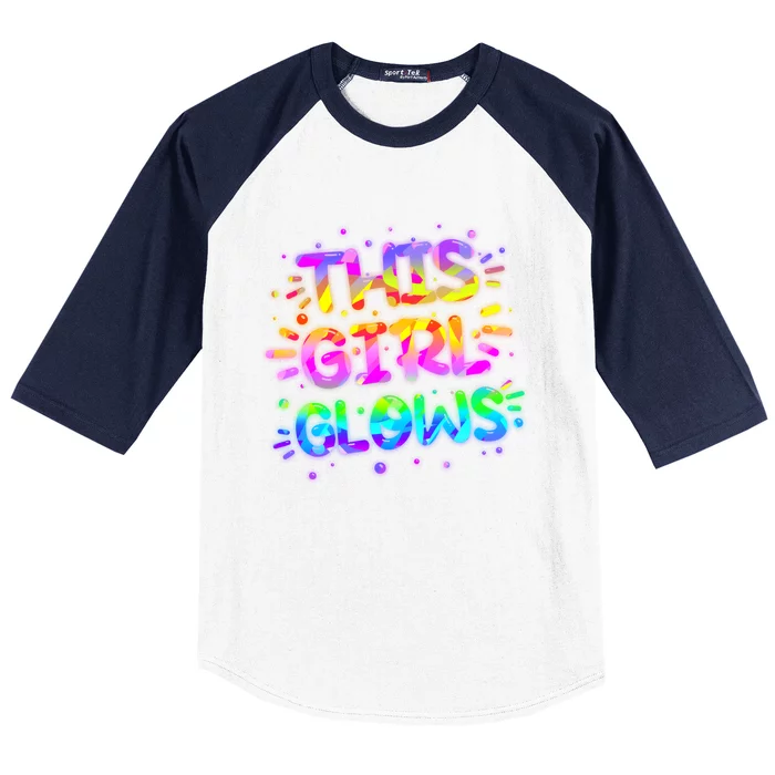 Cute Neon This Girl Glows Baseball Sleeve Shirt