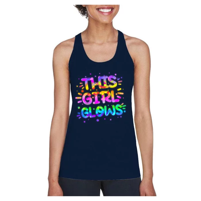 Cute Neon This Girl Glows Women's Racerback Tank