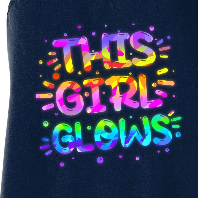 Cute Neon This Girl Glows Women's Racerback Tank