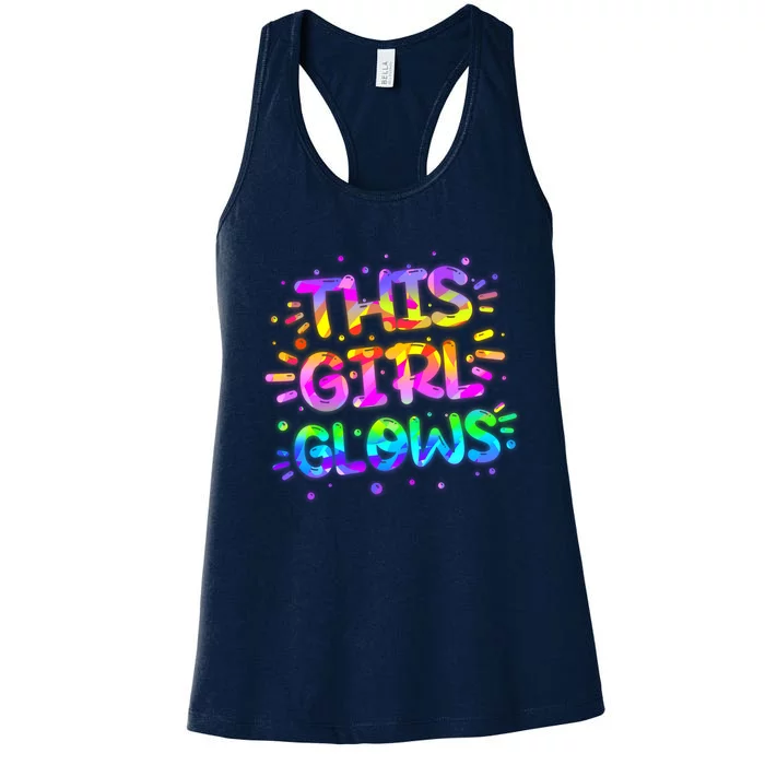 Cute Neon This Girl Glows Women's Racerback Tank