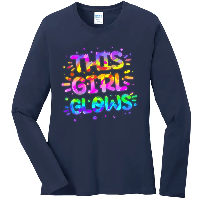 Cute Neon This Girl Glows Ladies Long Sleeve Shirt