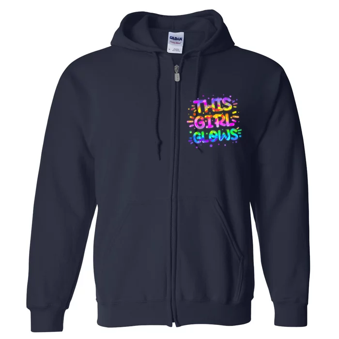 Cute Neon This Girl Glows Full Zip Hoodie