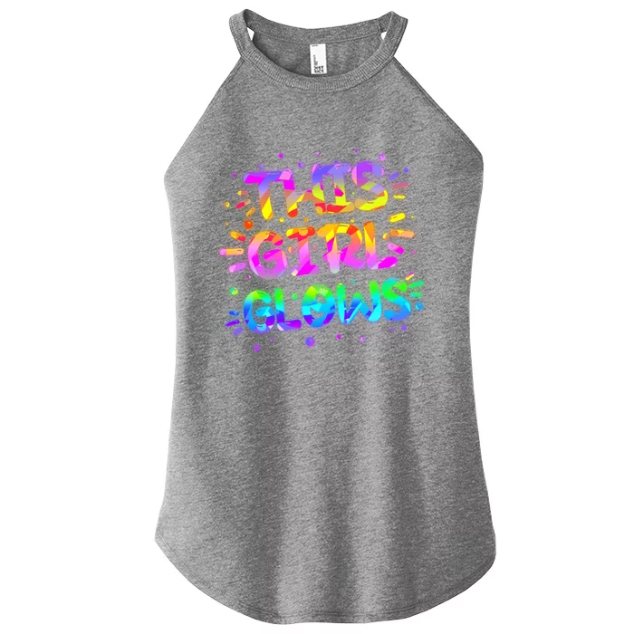 Cute Neon This Girl Glows Women’s Perfect Tri Rocker Tank