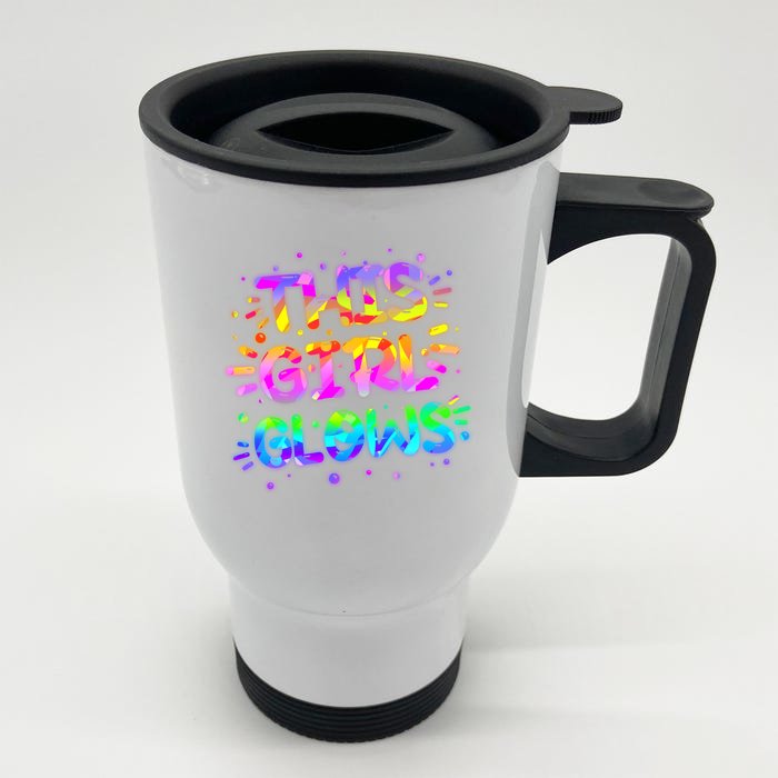 Cute Neon This Girl Glows Front & Back Stainless Steel Travel Mug