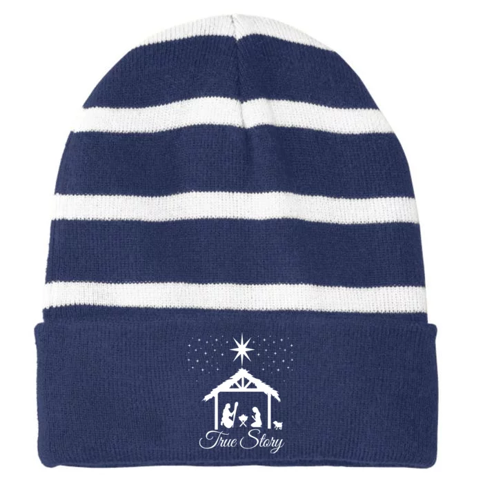 Christmas Nativity True Story Nativity Scene Gifts Striped Beanie with Solid Band