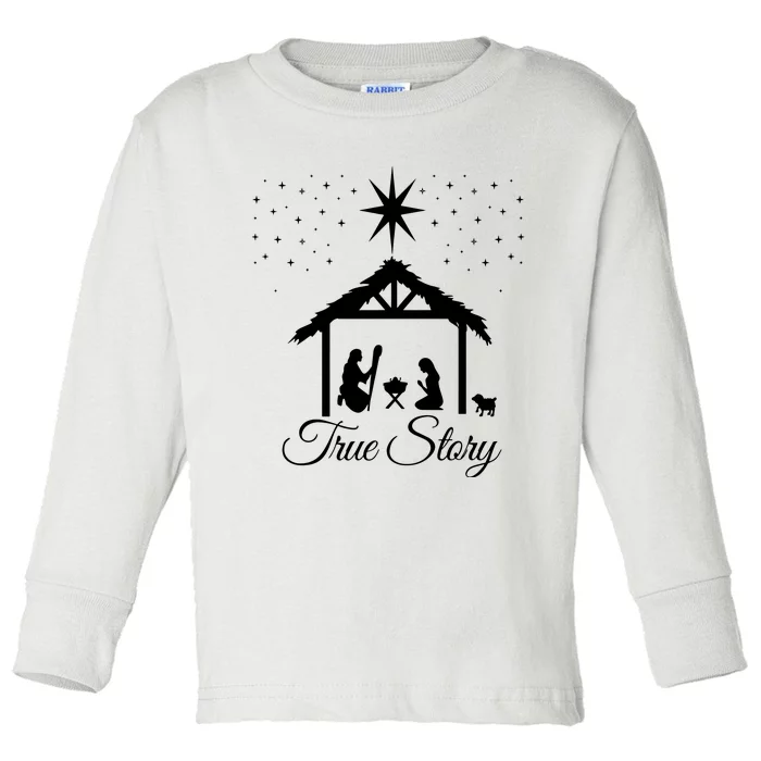 Christmas Nativity True Story Nativity Scene Gifts Toddler Long Sleeve Shirt