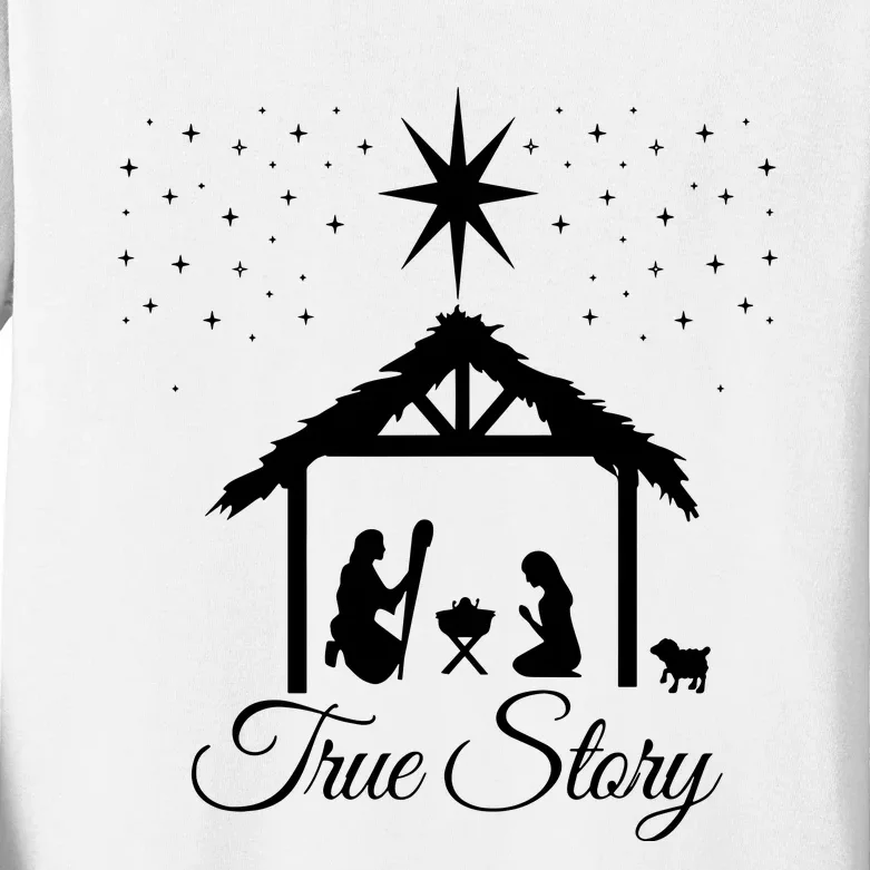 Christmas Nativity True Story Nativity Scene Gifts Kids Long Sleeve Shirt