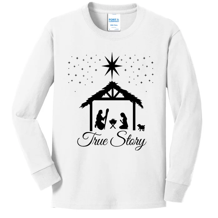 Christmas Nativity True Story Nativity Scene Gifts Kids Long Sleeve Shirt