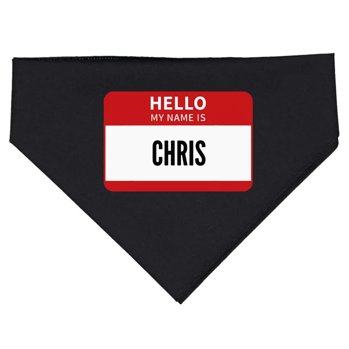 Chris Name Tag Hello My Name Is Chris USA-Made Doggie Bandana