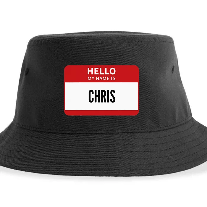 Chris Name Tag Hello My Name Is Chris Sustainable Bucket Hat