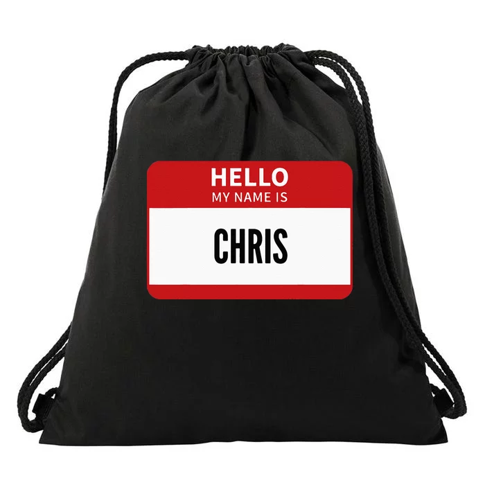 Chris Name Tag Hello My Name Is Chris Drawstring Bag