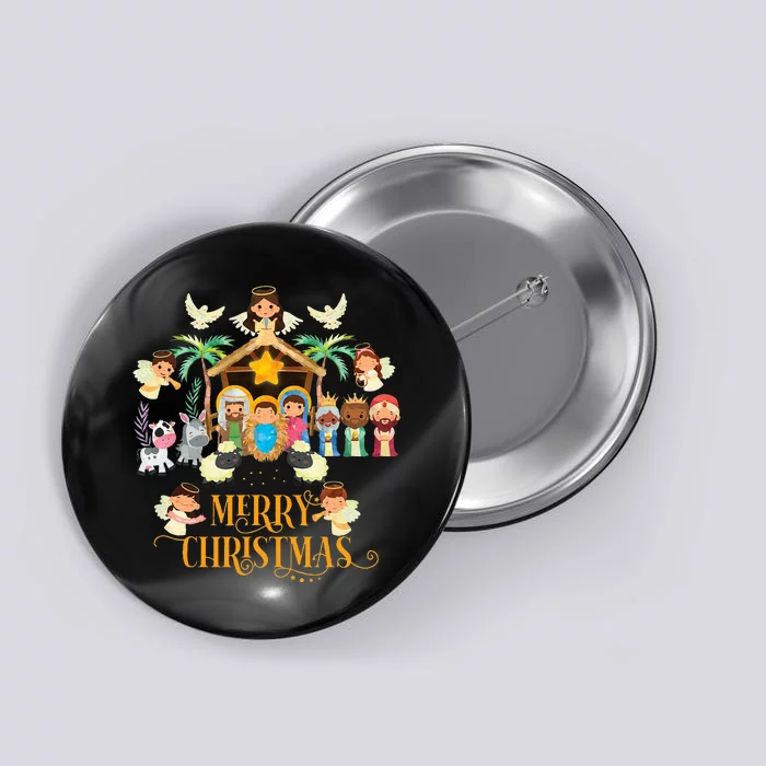 Christmas Nativity True Story Nativity Scene Gifts Button