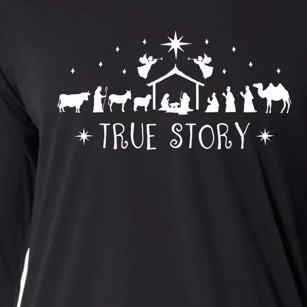 Christmas Nativity True Story Nativity Scene Gifts Cooling Performance Long Sleeve Crew