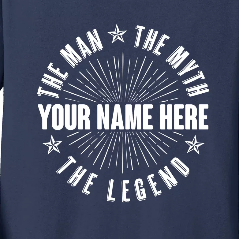 Custom Name The Man The Myth The Legend Kids Long Sleeve Shirt