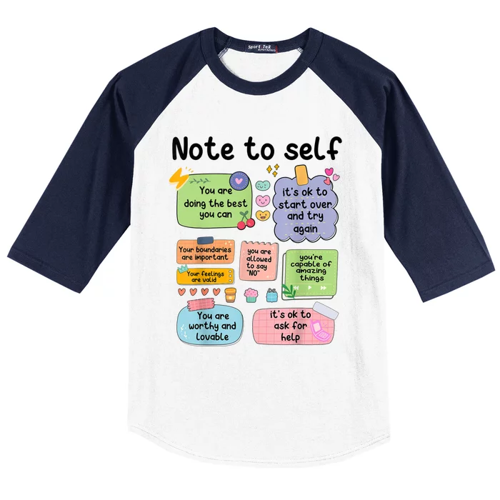 Counselor Note To Self Mental Health School Psychologist Baseball Sleeve Shirt