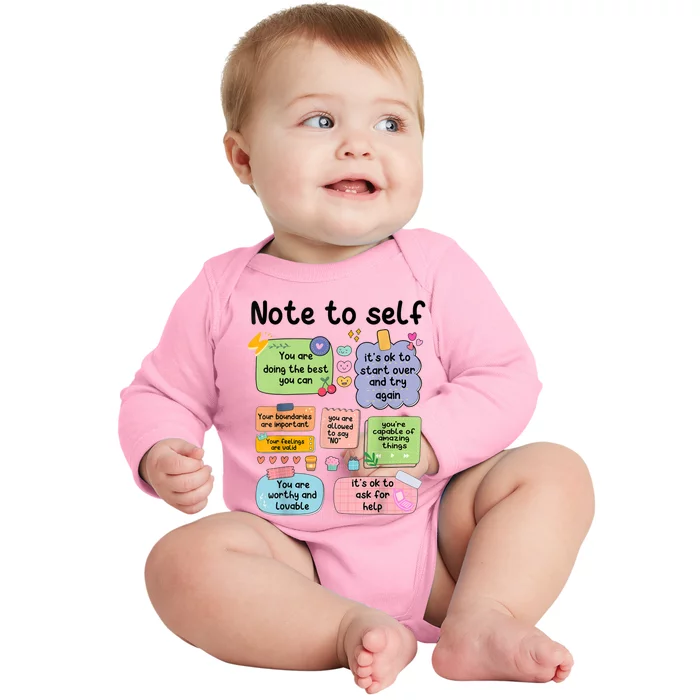 Counselor Note To Self Mental Health School Psychologist Baby Long Sleeve Bodysuit