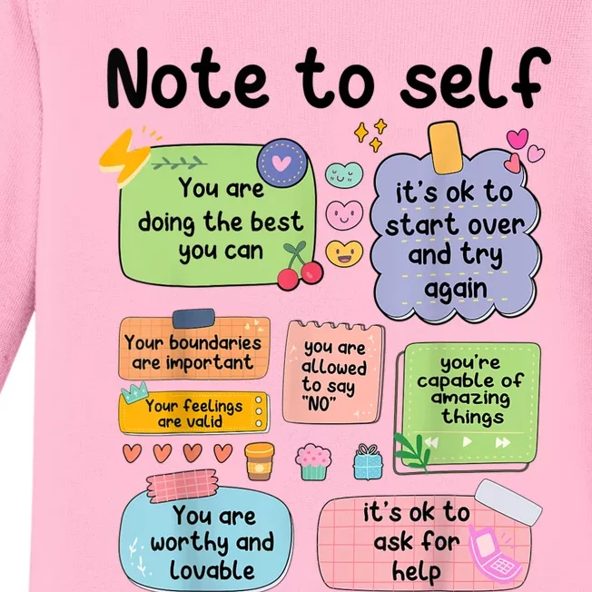 Counselor Note To Self Mental Health School Psychologist Baby Long Sleeve Bodysuit