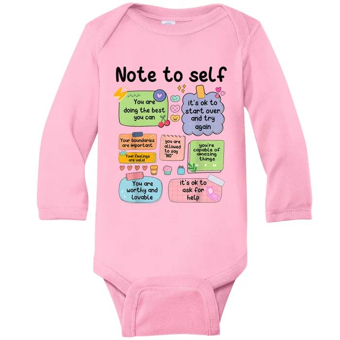 Counselor Note To Self Mental Health School Psychologist Baby Long Sleeve Bodysuit