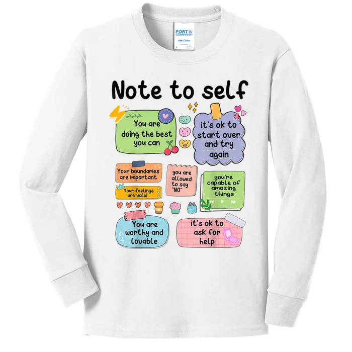 Counselor Note To Self Mental Health School Psychologist Kids Long Sleeve Shirt