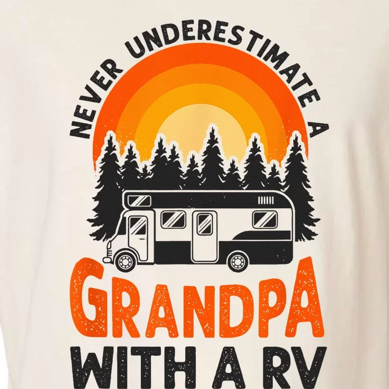 Camping Never Underestimate Grandpa Rv Motorhome Family Garment-Dyed Women's Muscle Tee