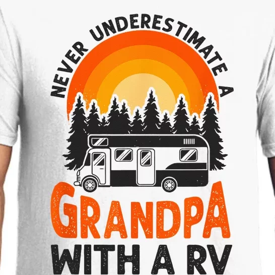 Camping Never Underestimate Grandpa Rv Motorhome Family Pajama Set