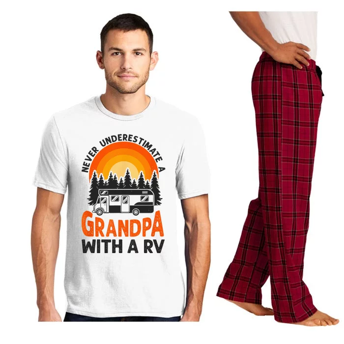 Camping Never Underestimate Grandpa Rv Motorhome Family Pajama Set