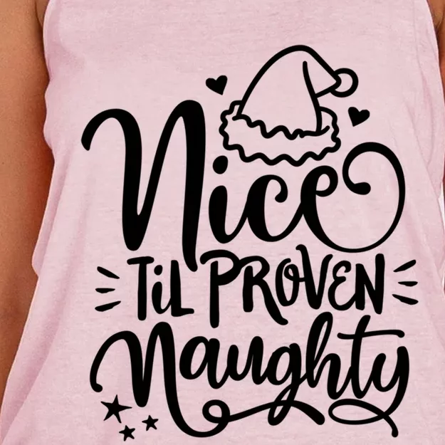 Christmas Nice Until Proven Naughty Gift Women's Knotted Racerback Tank