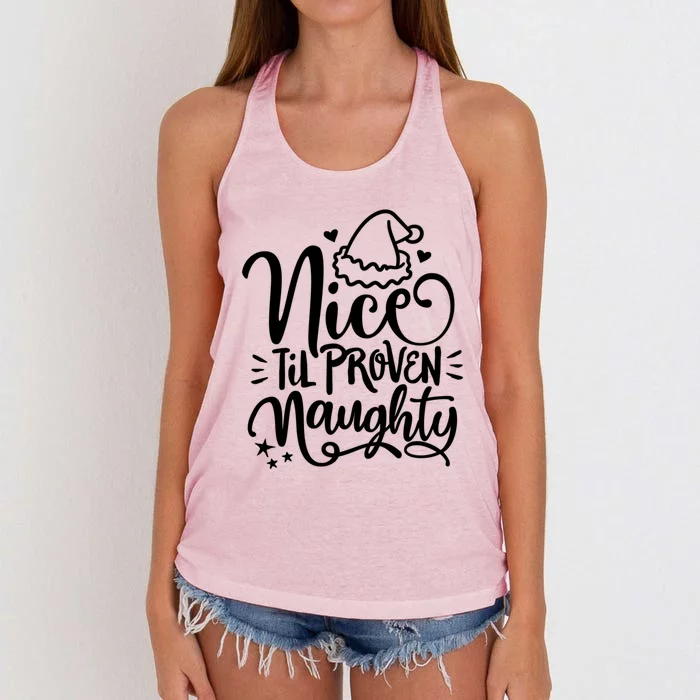 Christmas Nice Until Proven Naughty Gift Women's Knotted Racerback Tank