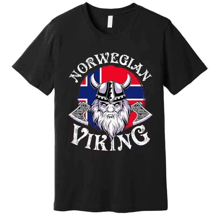 Cool Norwegian Viking Funny Norway Flag Vikings Premium T-Shirt